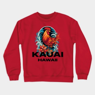 Kauai Hawaii - Rooster (with Black Lettering) Crewneck Sweatshirt